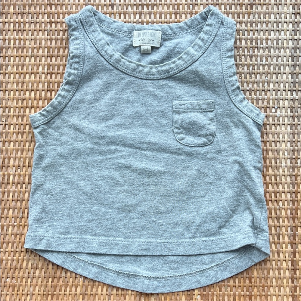 The Simple Folk Organic Cotton Baby Tank in Grey 6-9mo